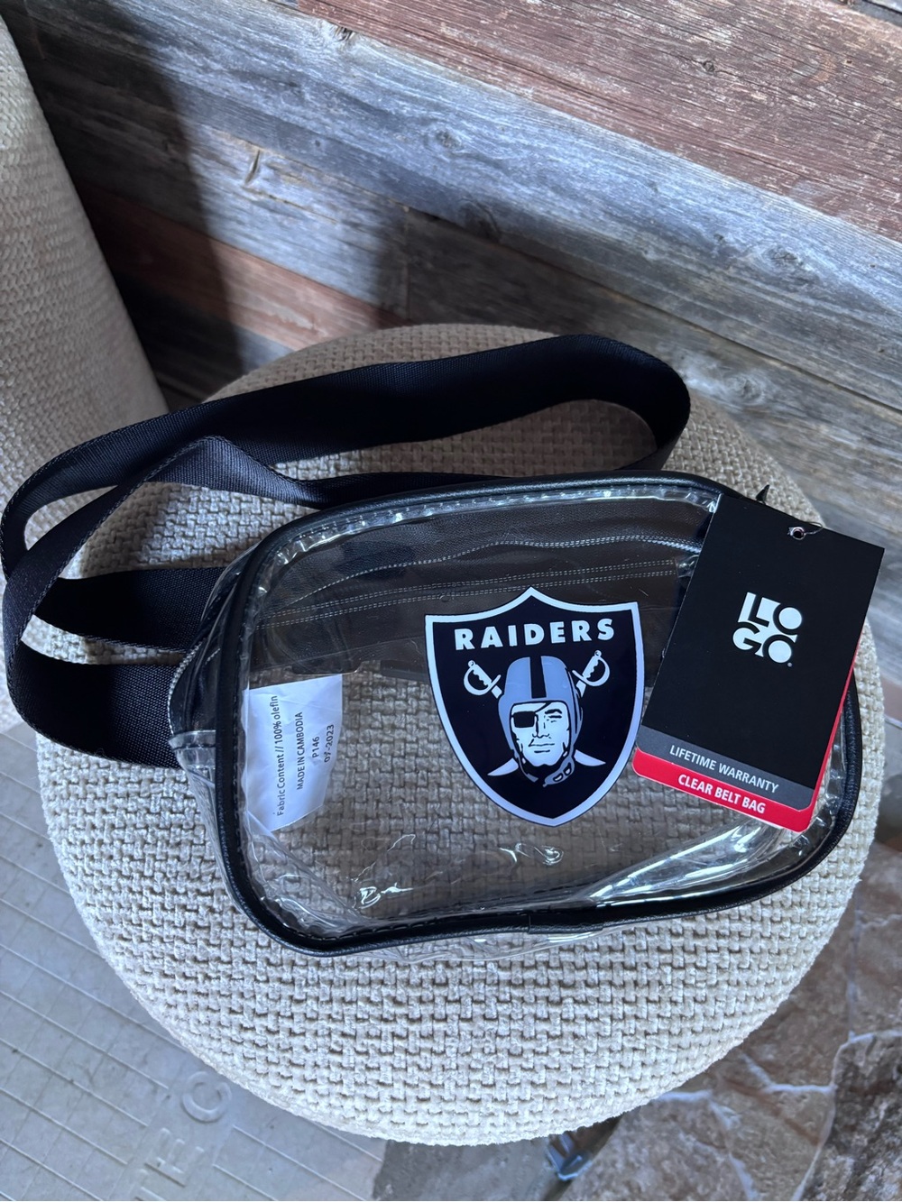 NFL Raiders Clear Belt Bag with Black Trim